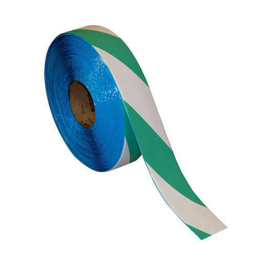 Superior Mark® Hazard Floor Tape - Green/White Diagonal Stripe