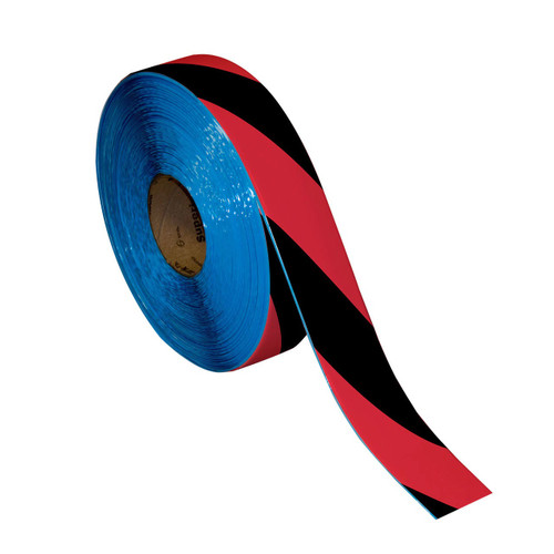 Superior Mark® Hazard Floor Tape - Black/Red Diagonal Stripe