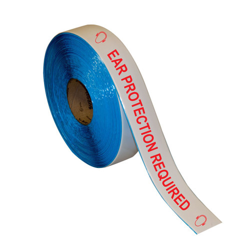Superior Mark® Repeating Message Floor Tape - "EAR PROTECTION REQUIRED"