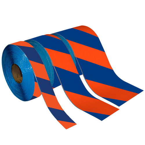 Superior Mark® Hazard Floor Tape - Orange/Blue Diagonal Stripe