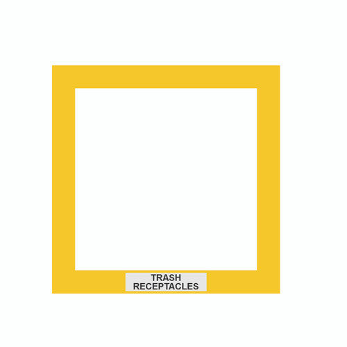 SM BOX - 2'' YELLOW - TRASH RECEPTACLES - BLK TEXT/WHITE BKGD LABEL - INCLUDES (4) 2" X  2' SUPERIOR MARK® TAPE