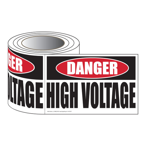 Danger High Voltage Safety Labels - Roll of 100 Labels - Small 3¾" x 2¼"