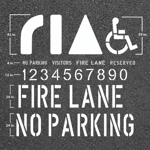 Parking Stencil Kit, Large, 9 item