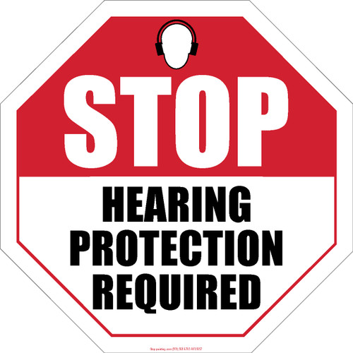 Stop - Hearing Protection Required Floor Sign