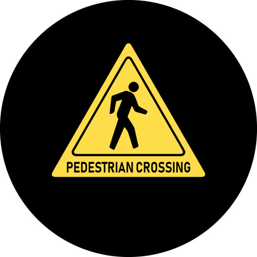 Pedestrian Crossing -Yellow Bkgd/Blk Text