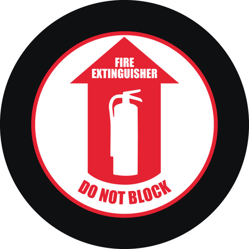 Fire Extinguisher Do Not Block -White Bkgd/Red Text