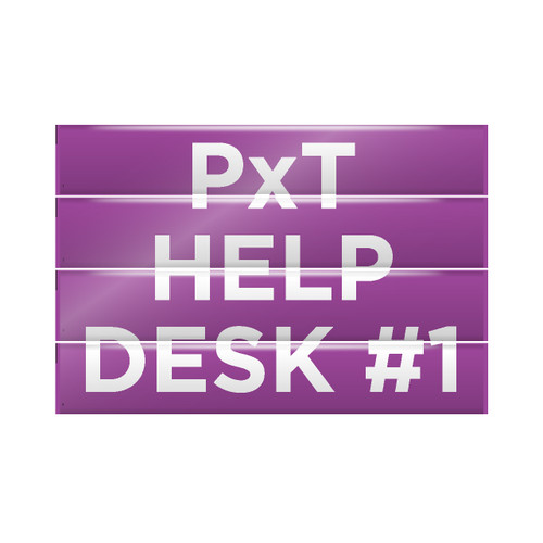 PxT HELP DESK #1 - Superior Mark® Floor Sign - White Text/Purple Bkgd - Actual Size 24" x 16" (4 pieces)