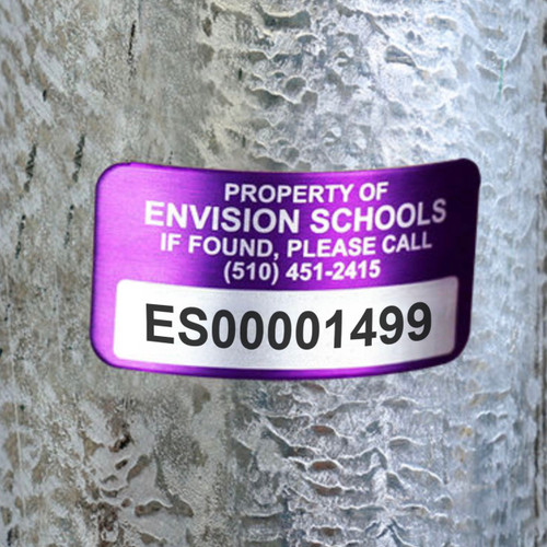 Custom Annealed Asset Tags for Curved Surfaces - ¾” x 1½” - 100 Tags/Pack