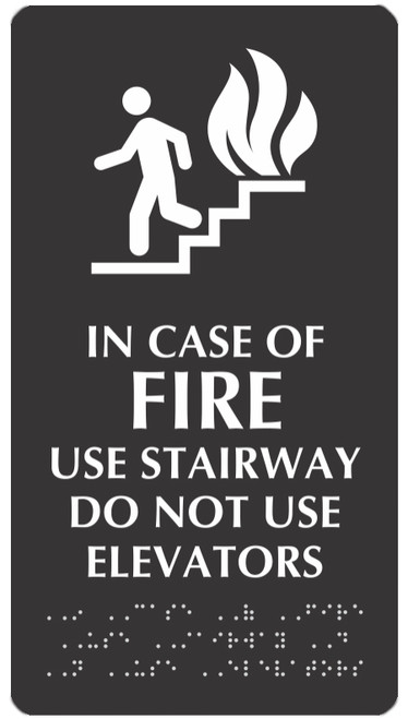 Braille Do Not Use Elevators Sign 6” x 11”