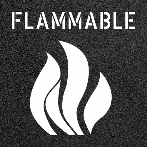 FLAMMABLE" (with graphic) Safety Stencil - 1/16-inch thick Only