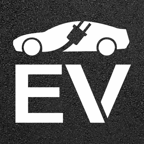 Electrical Vehicle Charging Station "EV" Car with Plug Stencil
