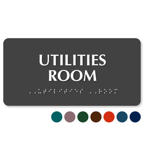 Braille Utilities Room Sign 4” x 8”